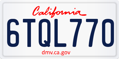 CA license plate 6TQL770