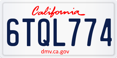 CA license plate 6TQL774