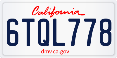 CA license plate 6TQL778