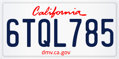 CA license plate 6TQL785