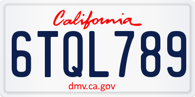 CA license plate 6TQL789