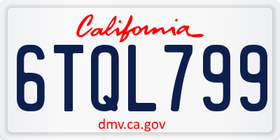 CA license plate 6TQL799