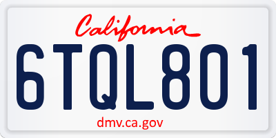 CA license plate 6TQL801