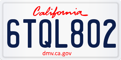 CA license plate 6TQL802