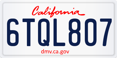 CA license plate 6TQL807