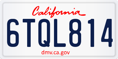 CA license plate 6TQL814