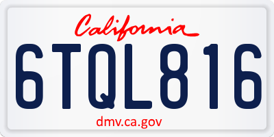 CA license plate 6TQL816