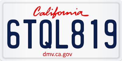 CA license plate 6TQL819