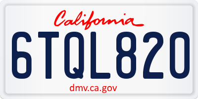 CA license plate 6TQL820