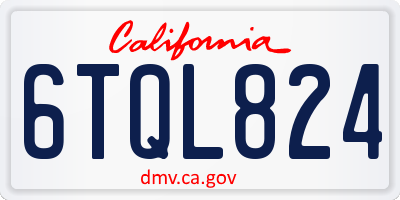 CA license plate 6TQL824