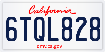 CA license plate 6TQL828