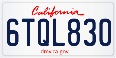 CA license plate 6TQL830