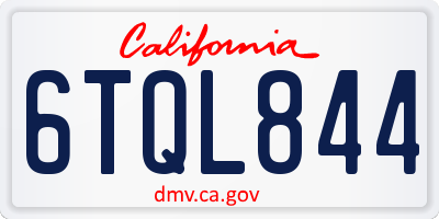 CA license plate 6TQL844