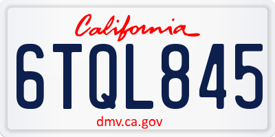 CA license plate 6TQL845