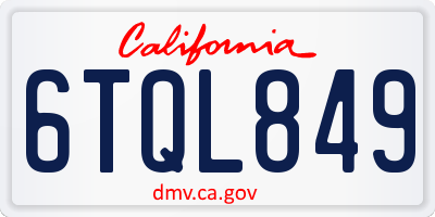 CA license plate 6TQL849