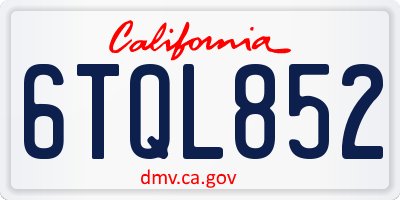 CA license plate 6TQL852