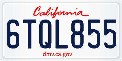 CA license plate 6TQL855