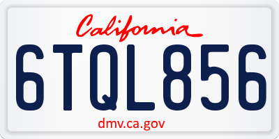 CA license plate 6TQL856