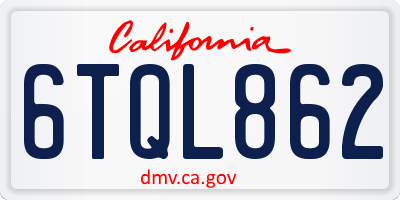 CA license plate 6TQL862