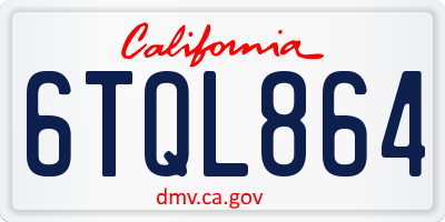 CA license plate 6TQL864