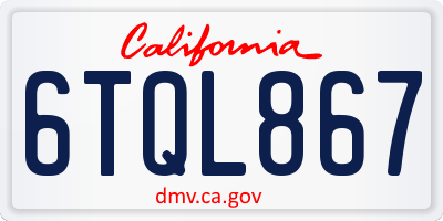 CA license plate 6TQL867