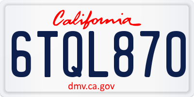 CA license plate 6TQL870