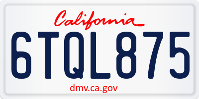 CA license plate 6TQL875