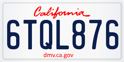 CA license plate 6TQL876