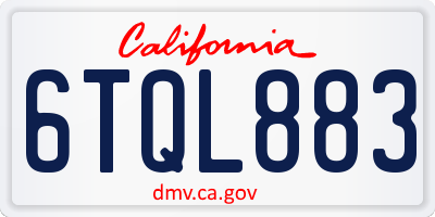 CA license plate 6TQL883