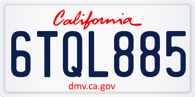 CA license plate 6TQL885