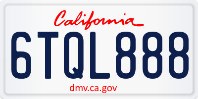 CA license plate 6TQL888