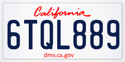 CA license plate 6TQL889