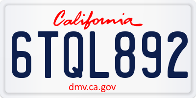 CA license plate 6TQL892