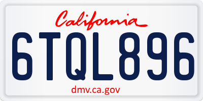 CA license plate 6TQL896