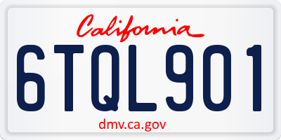CA license plate 6TQL901