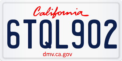 CA license plate 6TQL902