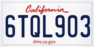 CA license plate 6TQL903