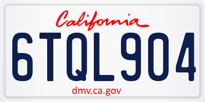 CA license plate 6TQL904