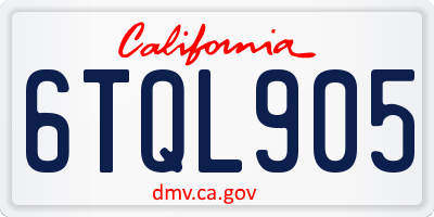 CA license plate 6TQL905