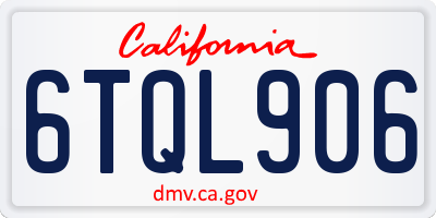 CA license plate 6TQL906