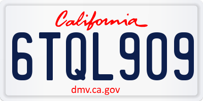 CA license plate 6TQL909