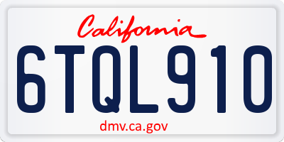 CA license plate 6TQL910
