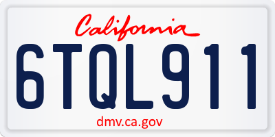 CA license plate 6TQL911