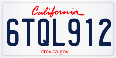 CA license plate 6TQL912