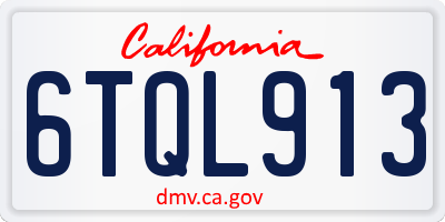 CA license plate 6TQL913