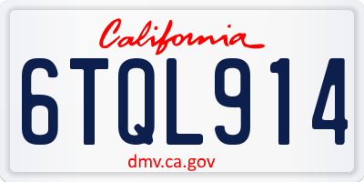 CA license plate 6TQL914