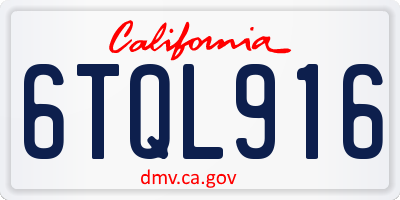 CA license plate 6TQL916