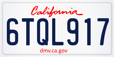 CA license plate 6TQL917