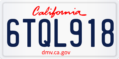 CA license plate 6TQL918
