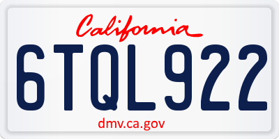 CA license plate 6TQL922